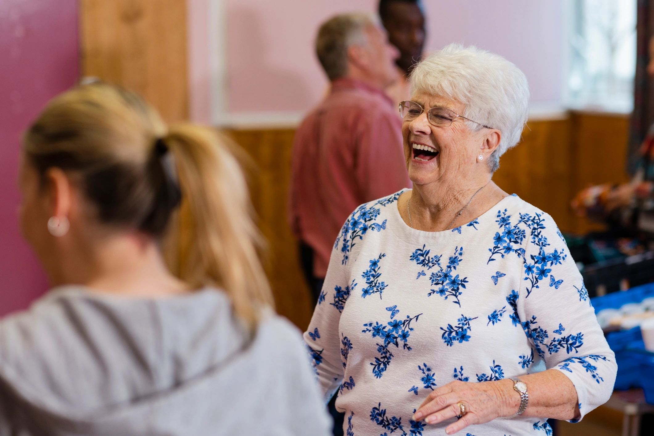 Community members sharing encouragement and fellowship